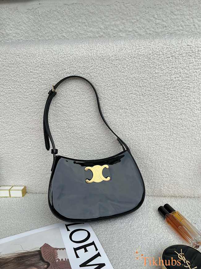 Celine Medium Tilly Bag Patent Black 22x13.5x4cm - 1