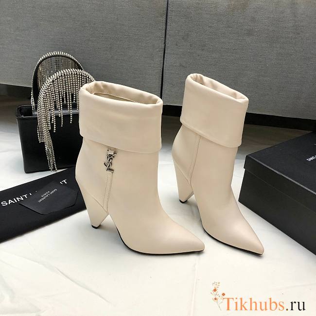 YSL Ankle White Boots Heel 9cm - 1