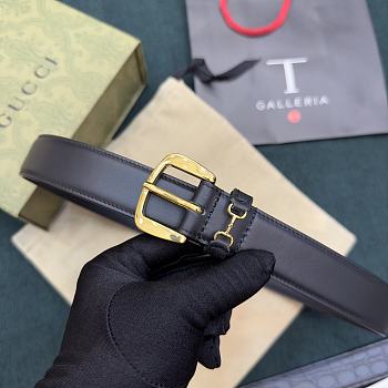 Gucci Black Belt Gold 3cm