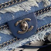 Chanel Medium Flap Bag Denim Silver 25cm - 4