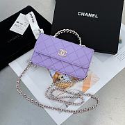 Chanel Flap Bag Handle Purple Lambskin 17x10x3cm - 1