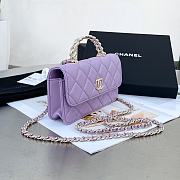 Chanel Flap Bag Handle Purple Lambskin 17x10x3cm - 4