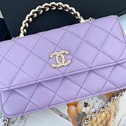 Chanel Flap Bag Handle Purple Lambskin 17x10x3cm - 6