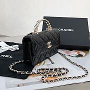 Chanel Flap Bag Handle Black Lambskin 17x10x3cm - 5