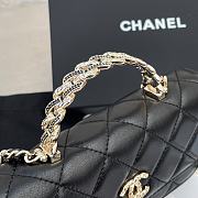 Chanel Flap Bag Handle Black Lambskin 17x10x3cm - 4