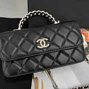 Chanel Flap Bag Handle Black Lambskin 17x10x3cm - 3