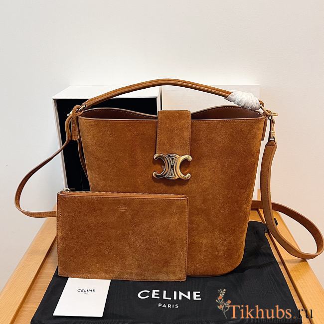 Celine Louise Medium Bag Suede Brown 23.5x24x16cm - 1