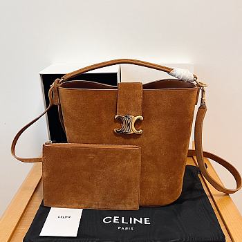 Celine Louise Medium Bag Suede Brown 23.5x24x16cm