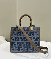 Fendi Sunshine Small Light Blue FF Denim 25.5x23x12cm - 4