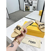 Fendi Signature Logo Cotton Fiber Slide Beige - 5