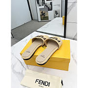 Fendi Signature Logo Cotton Fiber Slide Beige - 4