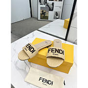 Fendi Signature Logo Cotton Fiber Slide Beige - 2