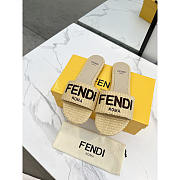 Fendi Signature Logo Cotton Fiber Slide Beige - 3