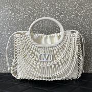 Valentino Allknots Woven Leather Shopper White 38x34x7cm - 1