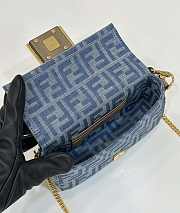 Fendi Mini Baguette Bag Denim FF Blue 19.5x5x11cm - 3