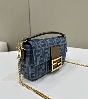 Fendi Mini Baguette Bag Denim FF Blue 19.5x5x11cm - 4