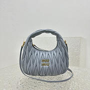 Miu Miu Wander Nappa Half Moon Bag Blue 20x17x6cm - 4