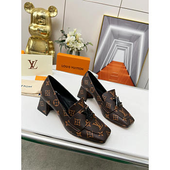 Louis Vuitton LV Upper Case Block Heels Brown 6cm