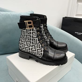 Balmain Black Jacquard Monogram Ranger Romy Boots