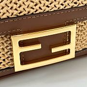 Fendi Baguette Mini Brown Leather Macramé Bag 20x5x13cm - 5