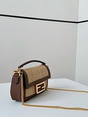 Fendi Baguette Mini Brown Leather Macramé Bag 20x5x13cm - 4