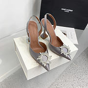 Amina Muaddi Grey Slingback Heels 95 - 1