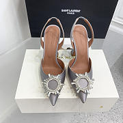 Amina Muaddi Grey Slingback Heels 95 - 3