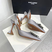 Amina Muaddi Grey Slingback Heels 95 - 2