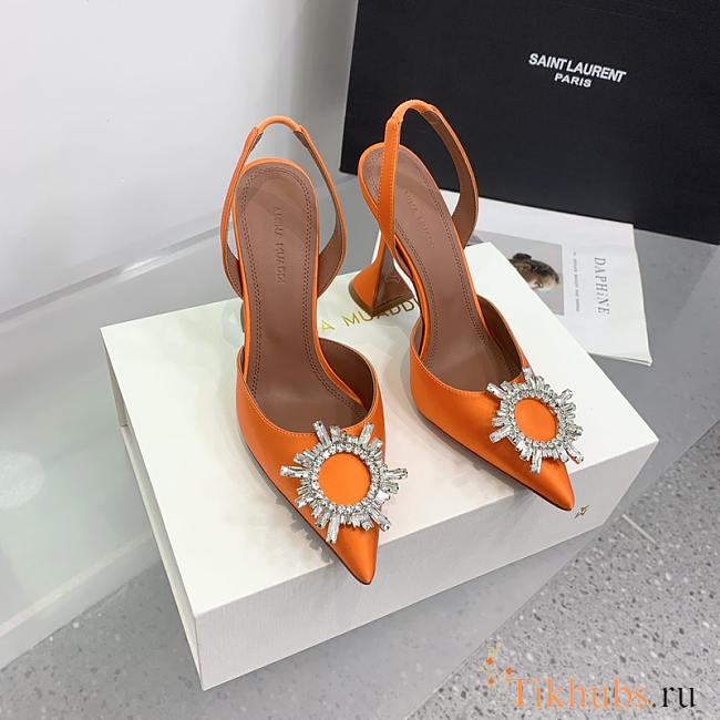 Amina Muaddi Orange Slingback Heels 95 - 1