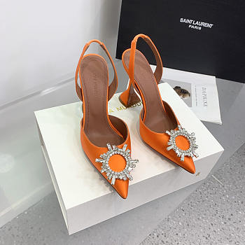 Amina Muaddi Orange Slingback Heels 95