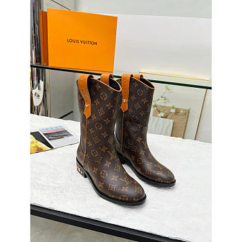 Louis Vuitton LV Leather Boots Monogram Brown