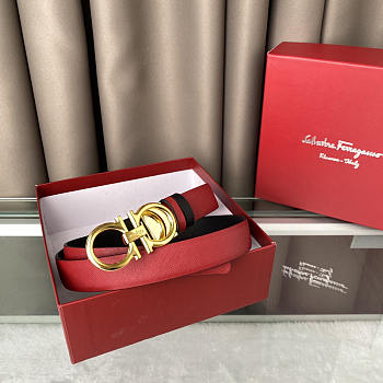 Ferragamo Reversible Leather Belt Red 2.5cm