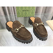 Gucci Mule With Horsebit Suede Brown - 1