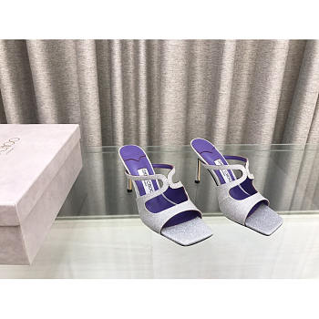 Jimmy Choo Heeled White Mix With Flitter Purple 75