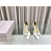 Jimmy Choo Melva Dorsay 50mm Leather Pumps White - 1