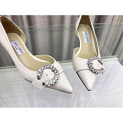 Jimmy Choo Melva Dorsay 50mm Leather Pumps White - 5
