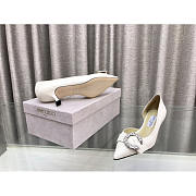 Jimmy Choo Melva Dorsay 50mm Leather Pumps White - 3
