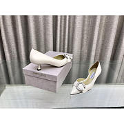 Jimmy Choo Melva Dorsay 50mm Leather Pumps White - 2