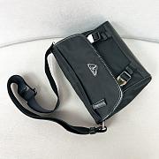Prada Re-Nylon Leather-trimmed Shoulder Bag Black 25x18x10.5cm - 4
