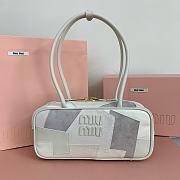Miu Miu Embossed-Logo Leather Tote Bag White 27x12x9cm - 1