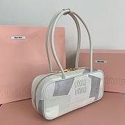 Miu Miu Embossed-Logo Leather Tote Bag White 27x12x9cm - 3