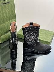 Gucci Black Boot With Double G And Studs  - 5