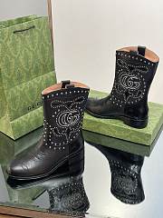 Gucci Black Boot With Double G And Studs  - 4