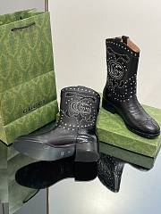 Gucci Black Boot With Double G And Studs  - 3