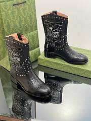 Gucci Black Boot With Double G And Studs  - 2