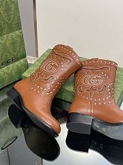  Gucci Boot With Double G And Studs Brown - 5