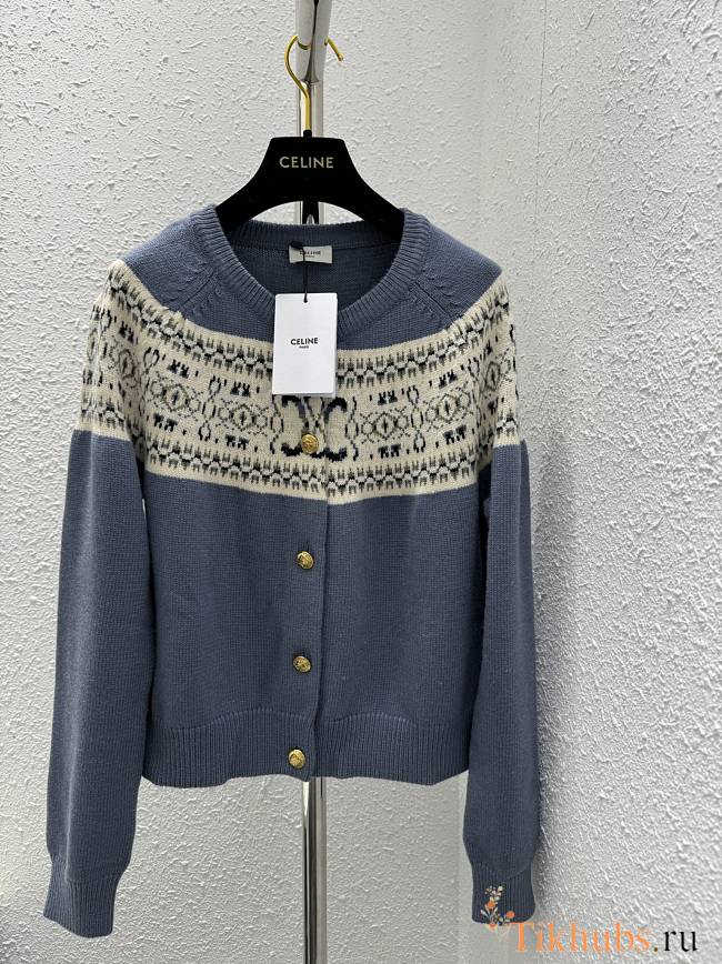 Celine Blue Triomphe Cardigan - 1