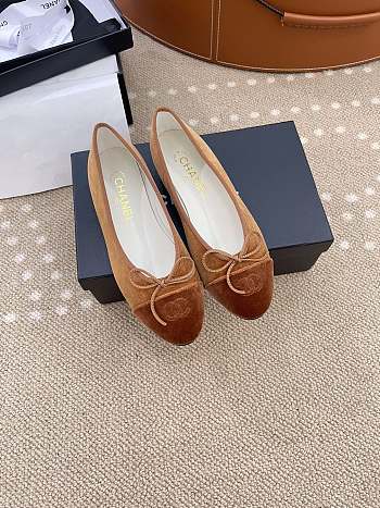 Chanel Ballerina Brown Suede Flat