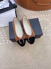 Chanel Ballerina Brown Black Velvet Flat - 1