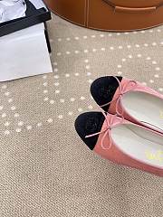 Chanel Ballerina Pink Black Suede Flat - 2